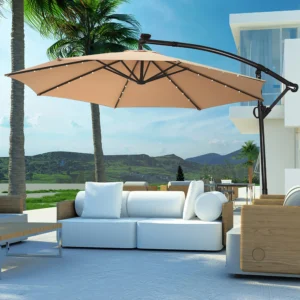 Homeandgardenn Patio Offset Umbrella Solar Powered LED