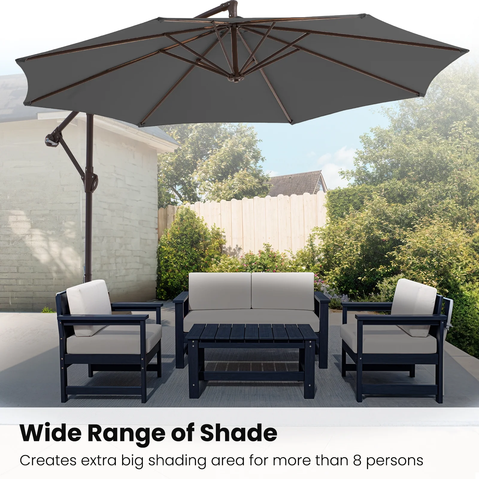 Homeandgardenn Outdoor Hanging Offset Cantilever Umbrella for Patio - Image 3
